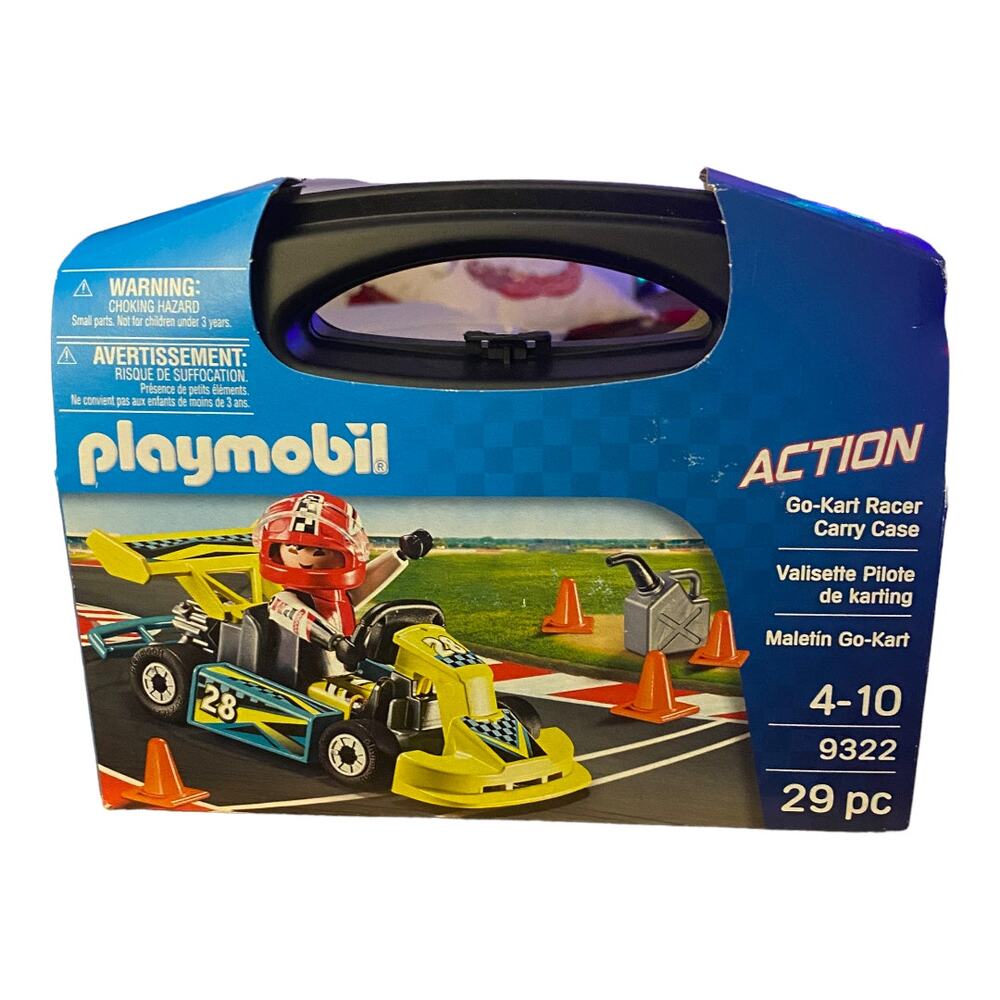 Playmobil Action Go-Kart Racer Carry Case Building Set #9322 29 PC Set New Gift